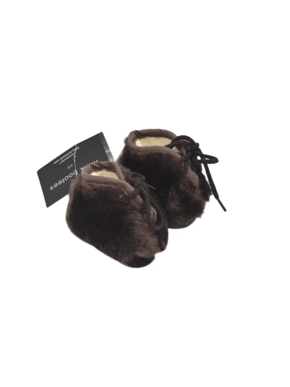 Minimink Faux Fur Baby Booties Chocolate Brown 3 months